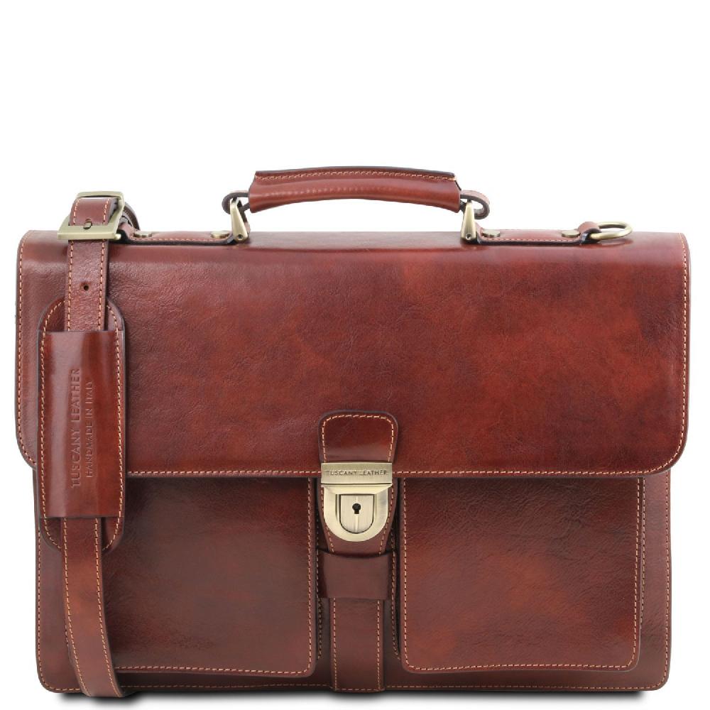 Tuscany Leather Borsa da Lavoro in Pelle 3 Scomparti Enormi sconti