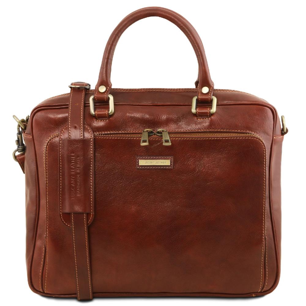 Tuscany Leather Borsa Porta Computer da Lavoro con Tasca Frontale in Pelle Italy