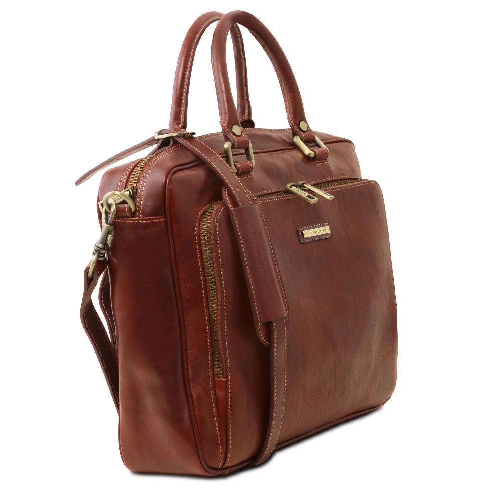 Tuscany Leather Borsa Porta Computer da Lavoro con Tasca Frontale in Pelle Italy