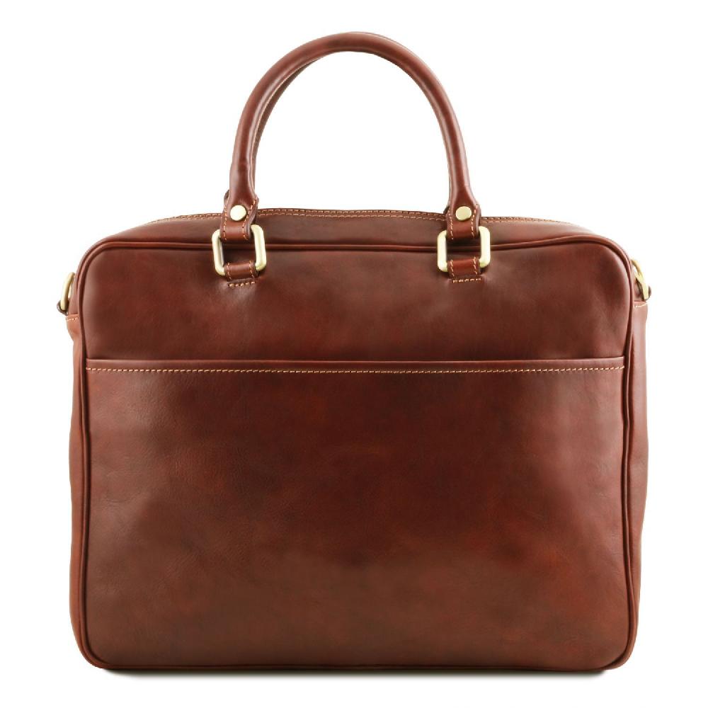 Tuscany Leather Borsa Porta Computer da Lavoro con Tasca Frontale in Pelle Italy