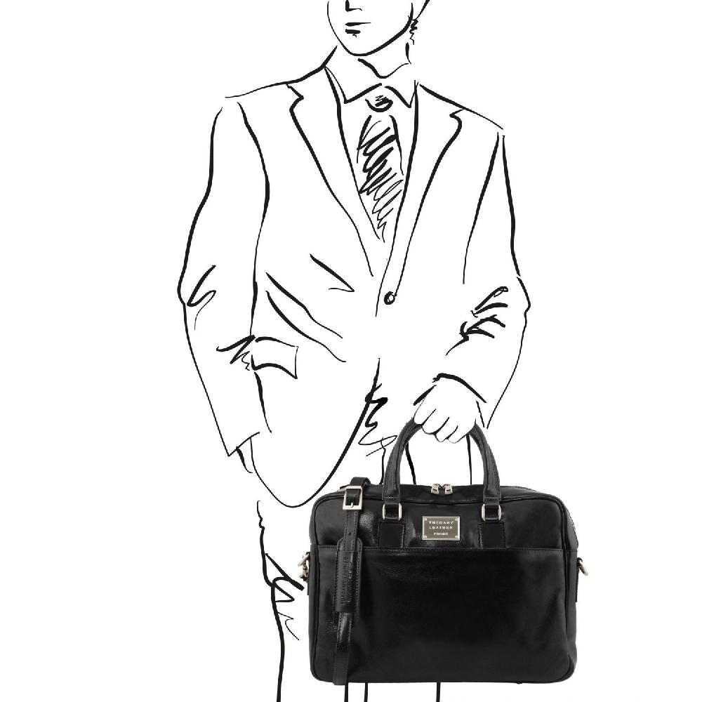 Tuscany Leather Borsa Porta Computer a 2 Scomparti in Pelle Shopping online