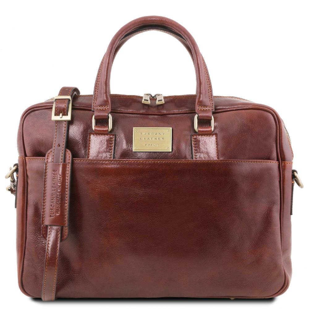 Tuscany Leather Borsa Porta Computer a 2 Scomparti in Pelle Vendite stagionali