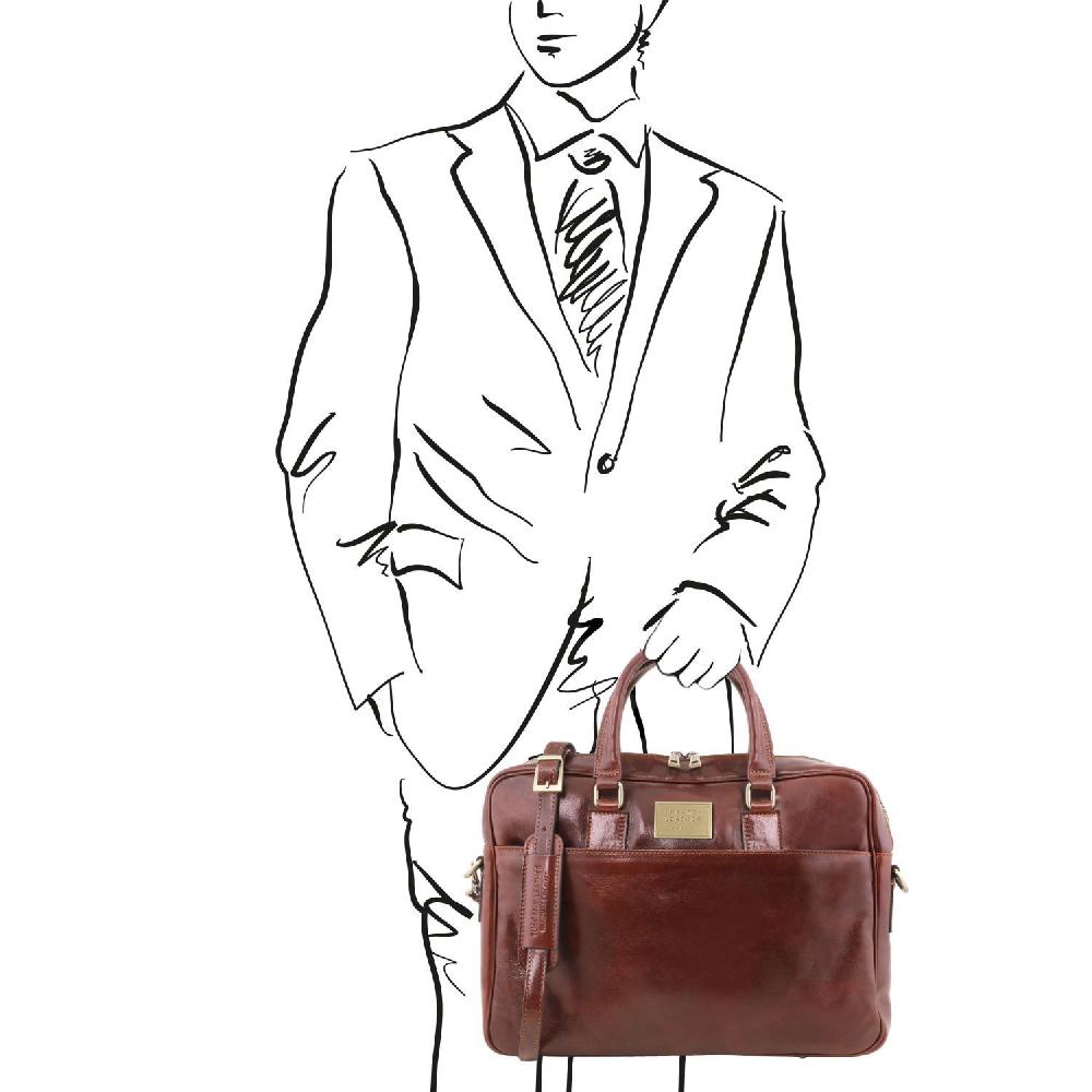 Tuscany Leather Borsa Porta Computer a 2 Scomparti in Pelle Vendite stagionali
