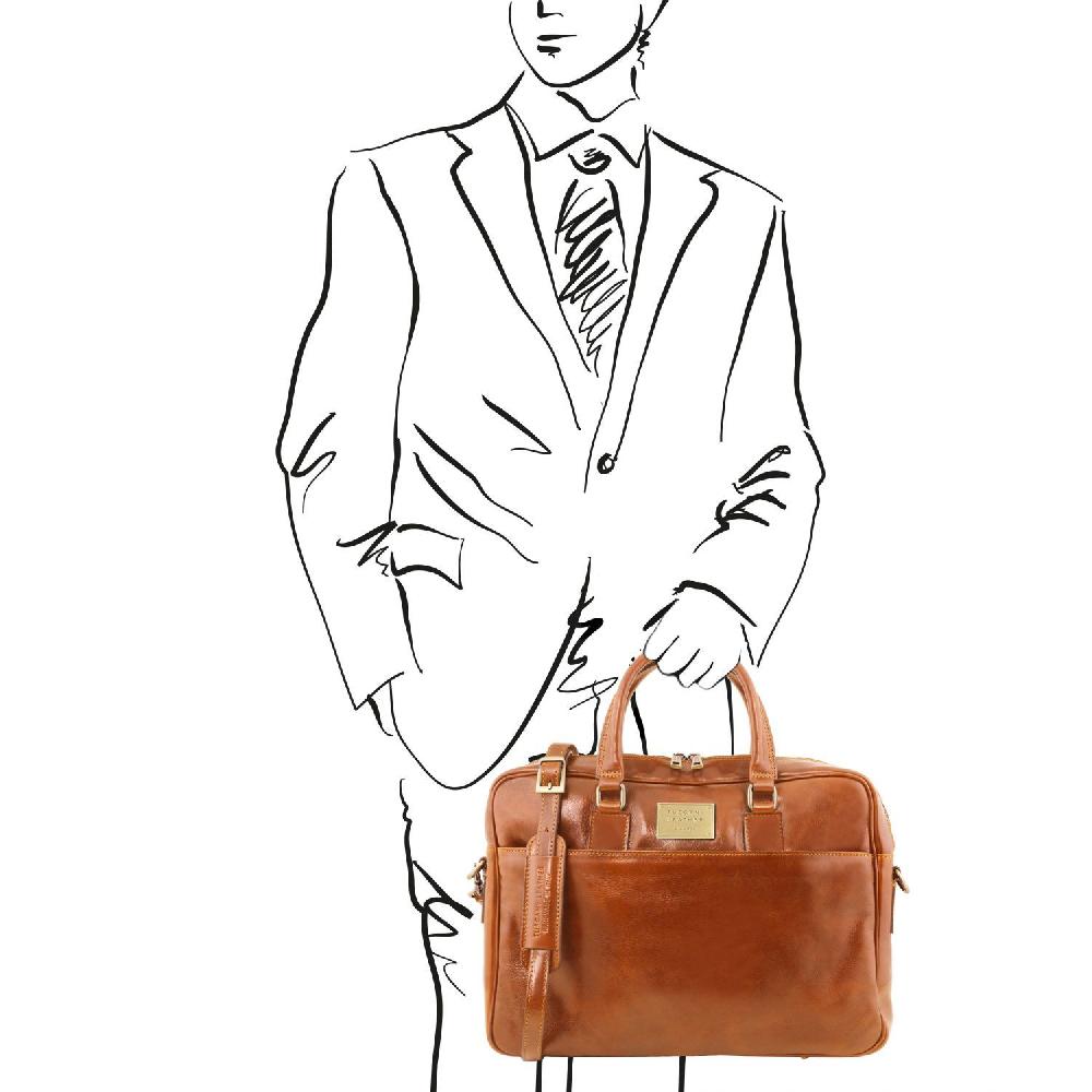 Tuscany Leather Borsa Porta Computer a 2 Scomparti in Pelle Black Friday