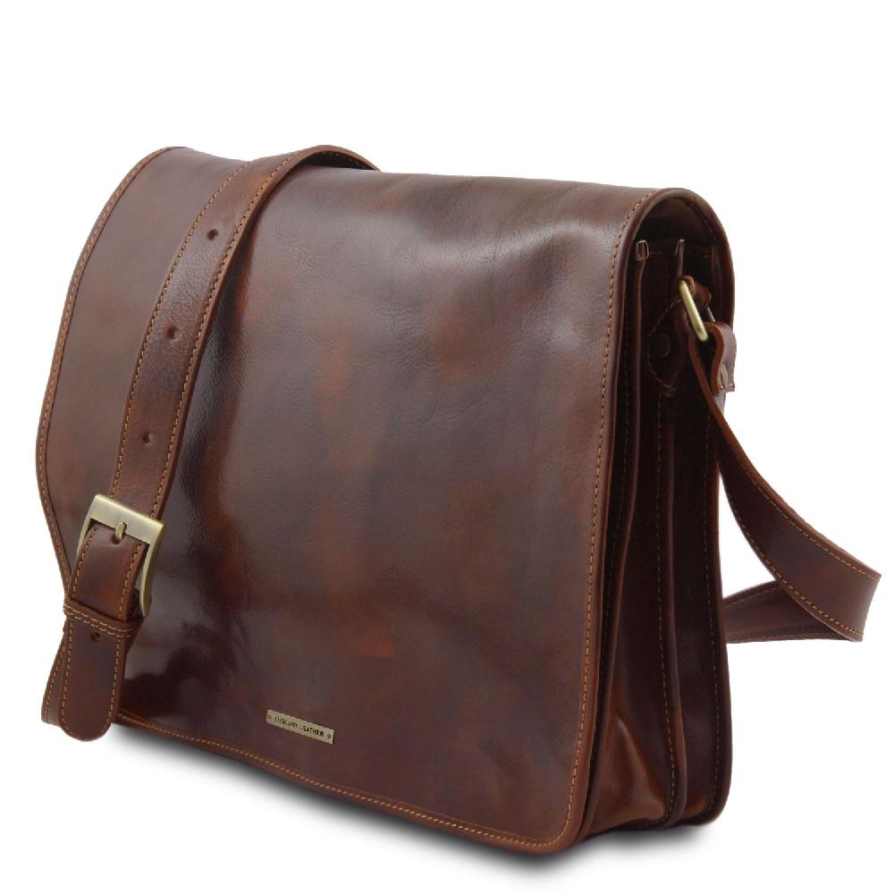 Tuscany Leather Borsa a Tracolla 2 Scomparti in Pelle Esporta salva