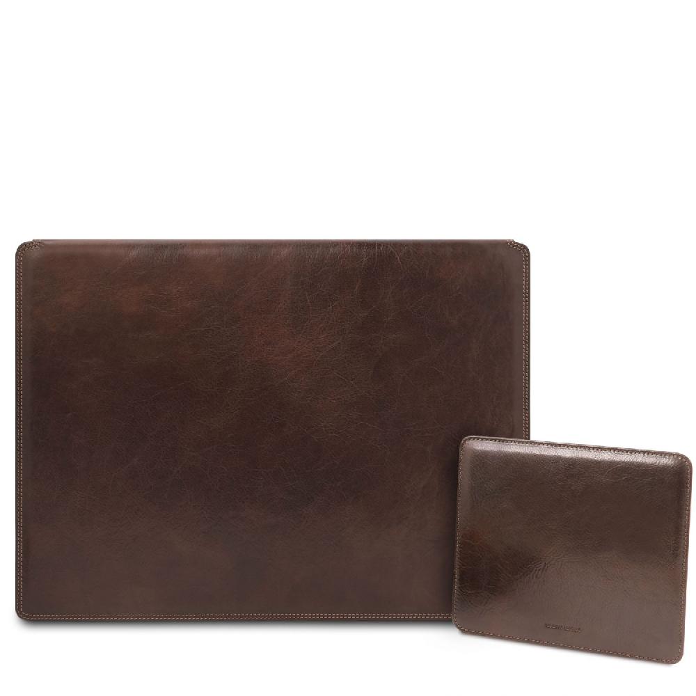 Tuscany Leather Sottomano da Scrivania con Ribalta e Tappetino per Mouse in Pelle Qualità Garantita