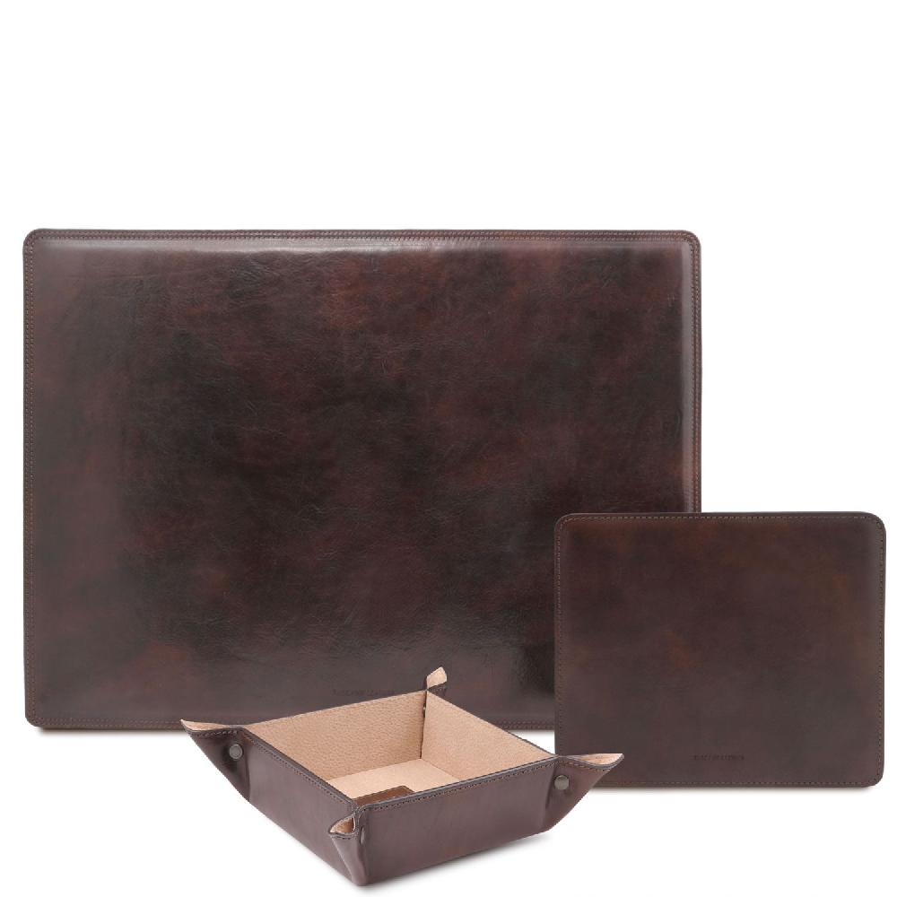 Tuscany Leather Sottomano da Scrivania Tappetino per Mouse e Vuotatasche in Pelle Convenienza