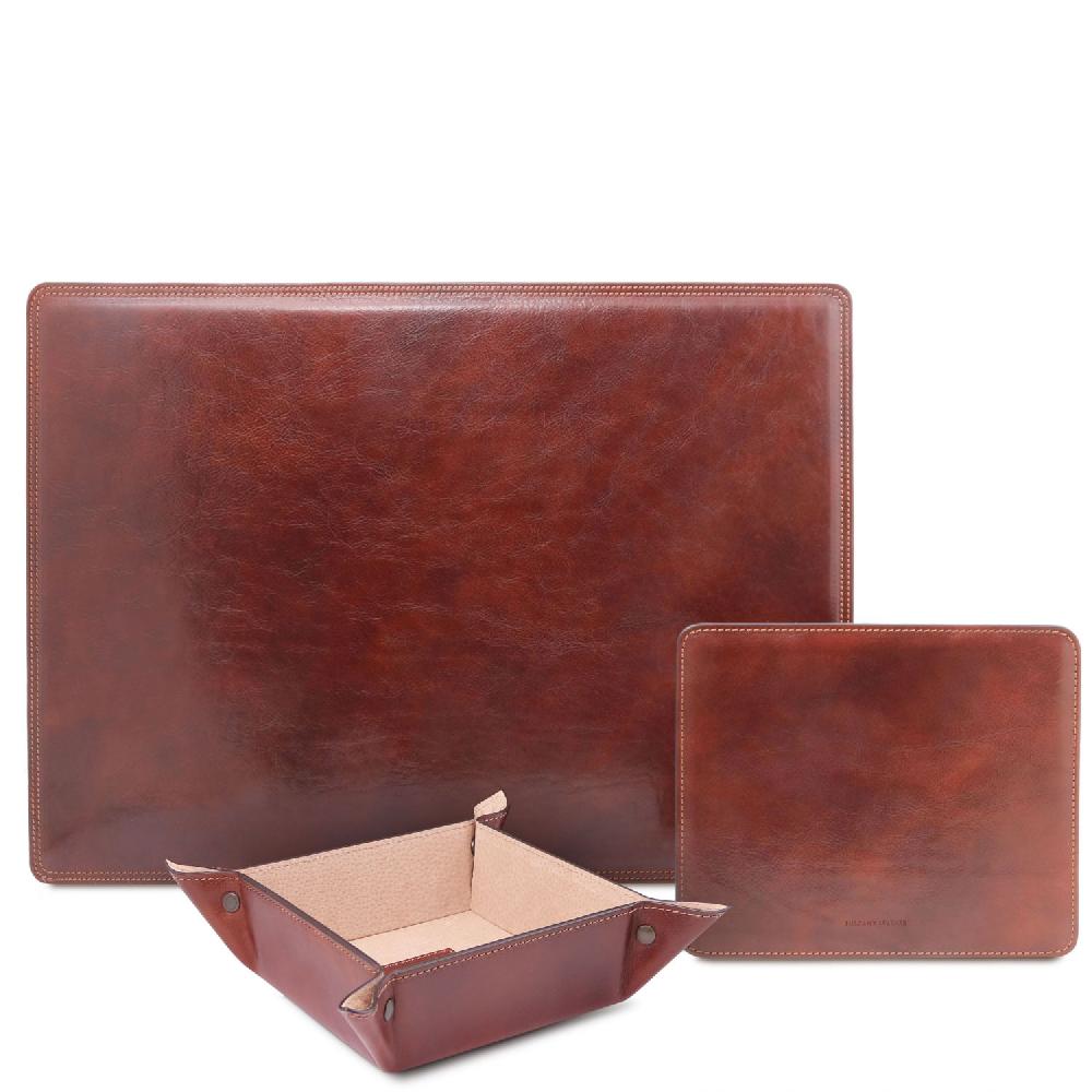 Tuscany Leather Sottomano da Scrivania Tappetino per Mouse e Vuotatasche in Pelle Novità