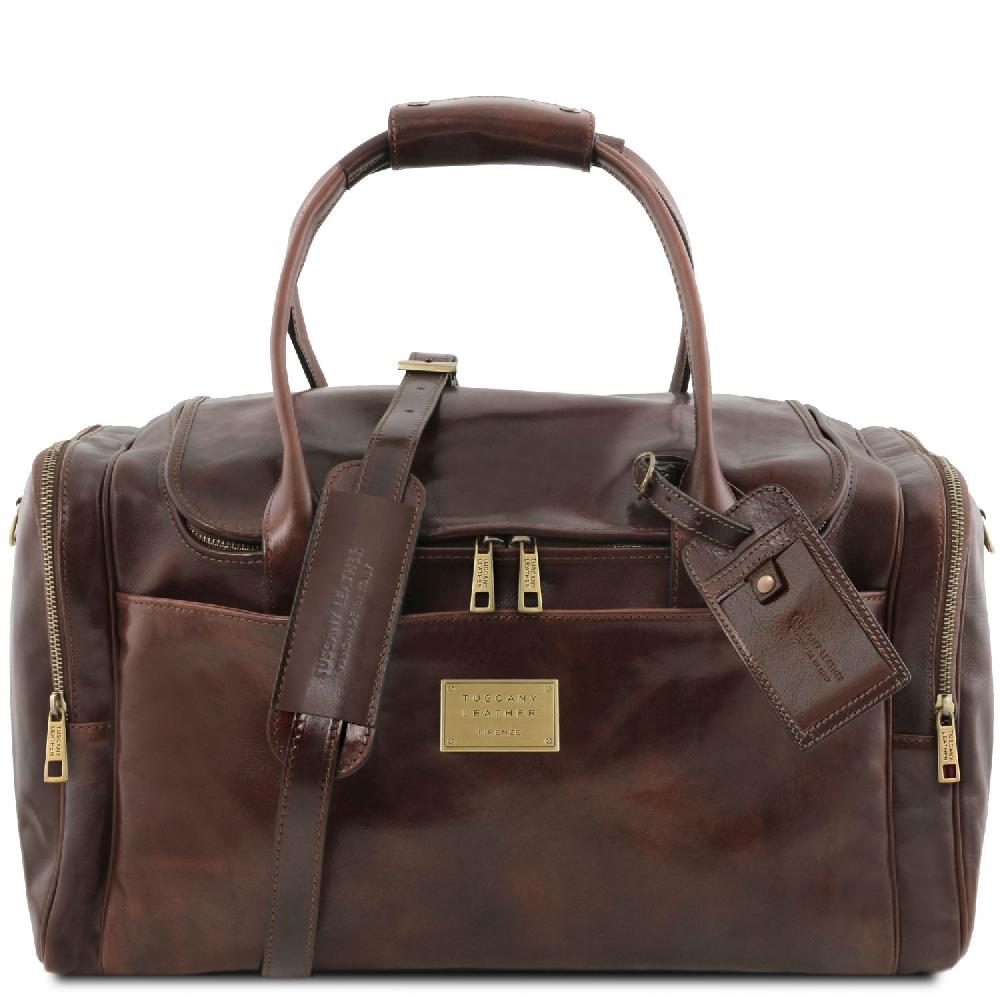 Tuscany Leather Borsone Viaggio in Pelle con Tasche Laterali