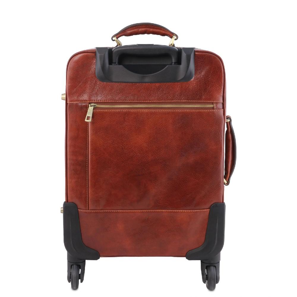 Tuscany Leather Trolley Verticale in Pelle con 4 Ruote Smaltimento dello stoccaggio