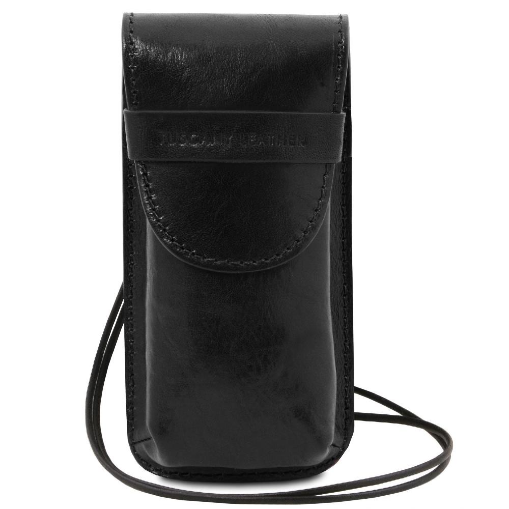 Tuscany Leather Esclusivo Portaocchiali/Portacellulare a Tracolla in Pelle Misura Grande Comprane uno, ottenene uno gratis
