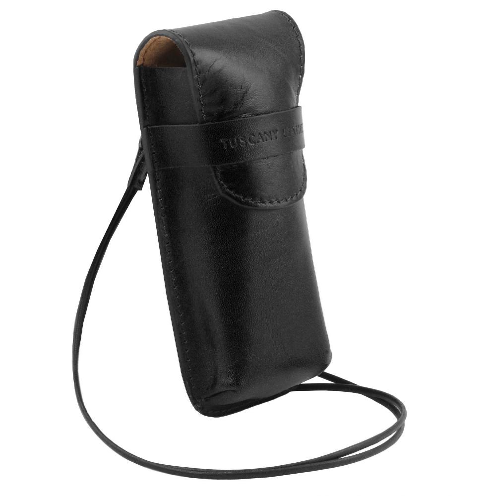 Tuscany Leather Esclusivo Portaocchiali/Portacellulare a Tracolla in Pelle Misura Grande Comprane uno, ottenene uno gratis