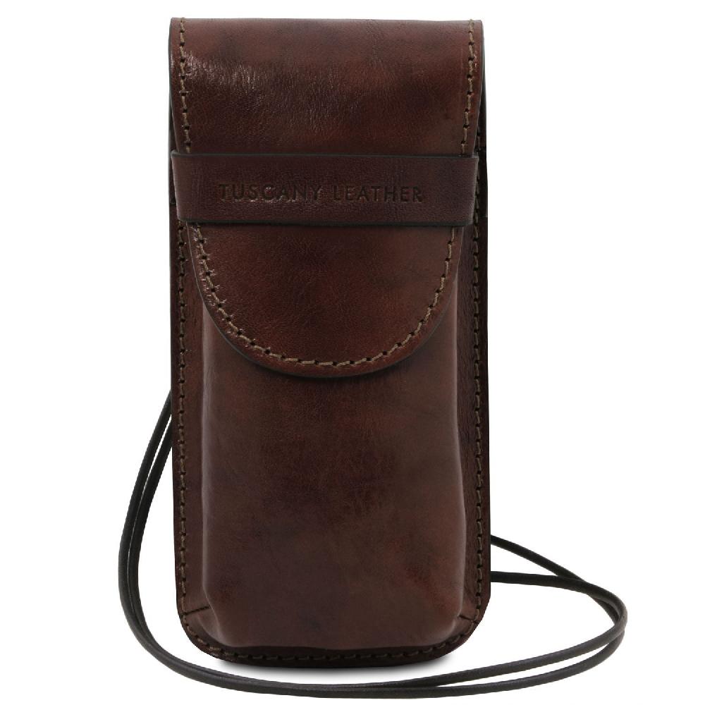 Tuscany Leather Esclusivo Portaocchiali/Portacellulare a Tracolla in Pelle Misura Grande Offerte giornaliere