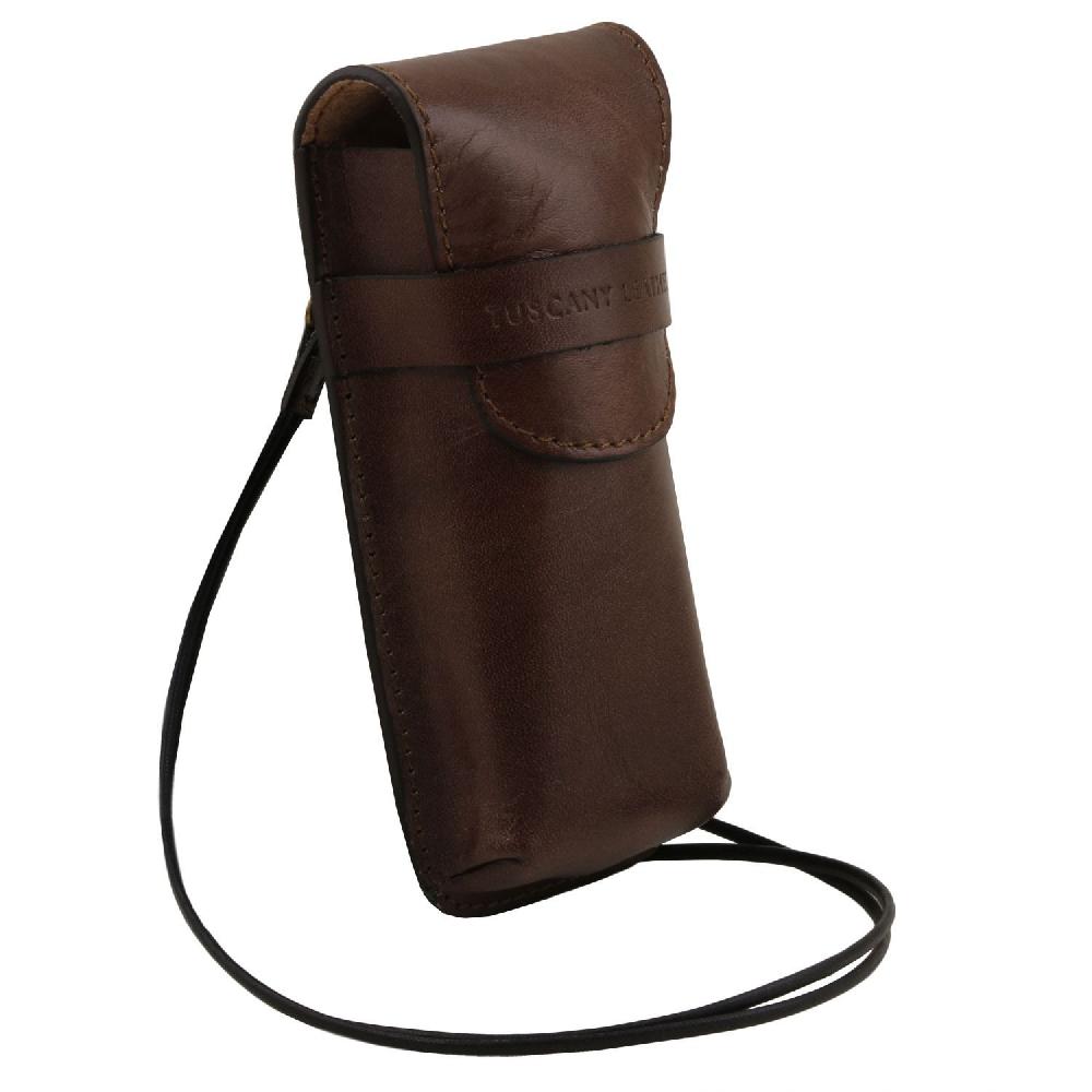 Tuscany Leather Esclusivo Portaocchiali/Portacellulare a Tracolla in Pelle Misura Grande Offerte giornaliere