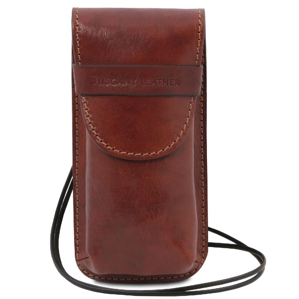 Tuscany Leather Esclusivo Portaocchiali/Portacellulare a Tracolla in Pelle Misura Grande Offerte speciali