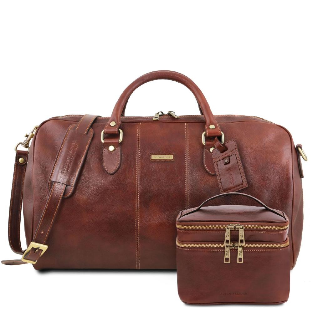 Tuscany Leather Borsone da Viaggio in Pelle e Beauty Case in Pelle Esporta salva