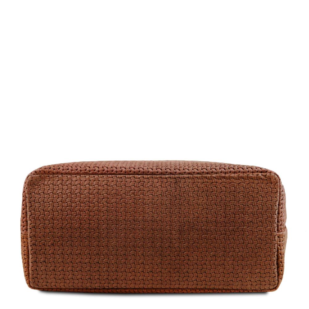 Tuscany Leather Borsa Shopping in Pelle Stampa Intrecciata Sottocosto
