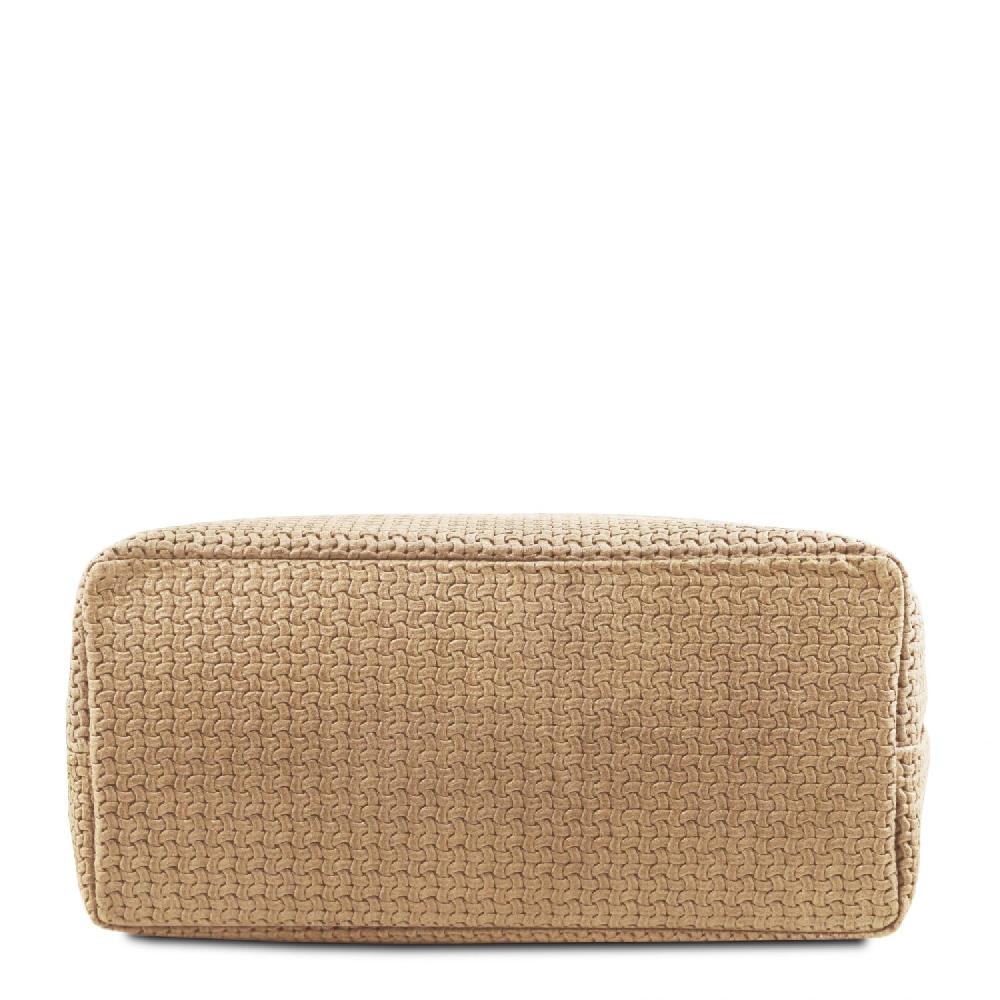 Tuscany Leather Borsa Shopping in Pelle Stampa Intrecciata Convenienza