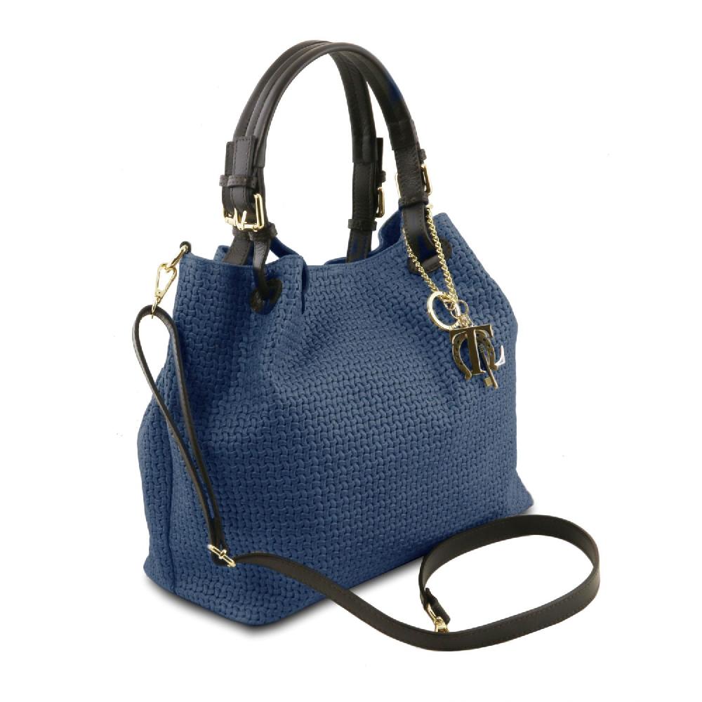 Tuscany Leather Borsa Shopping in Pelle Stampa Intrecciata Novità