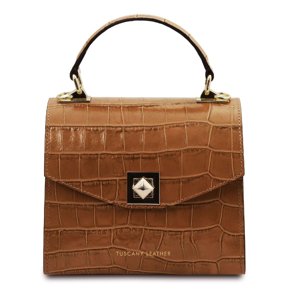 Tuscany Leather Borsa a Mano in Pelle Stampa Cocco Saldi Di Fabbrica