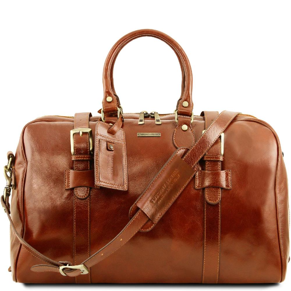 Tuscany Leather Borsone da Viaggio in Pelle con Fibbie - Misura Grande Offerta Pasqua