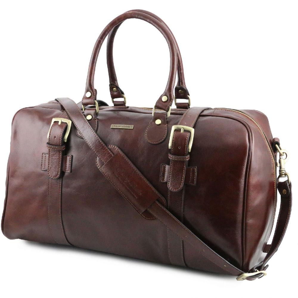Tuscany Leather Borsone da Viaggio in Pelle con Fibbie - Misura Grande Offerta Pasqua