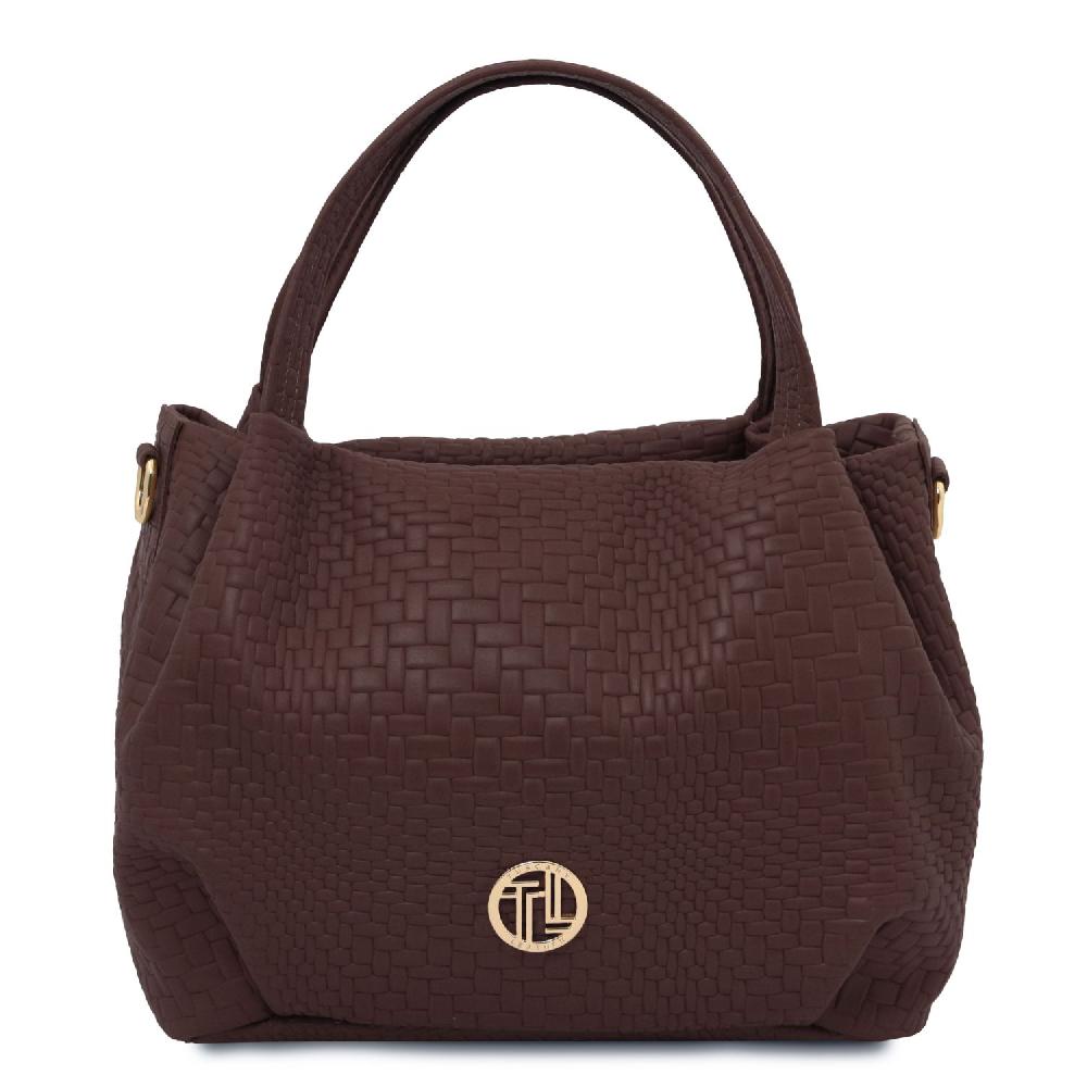 Tuscany Leather Borsa a Mano in Pelle Morbida Stampa Intrecciata Offerta Giorno del Papà