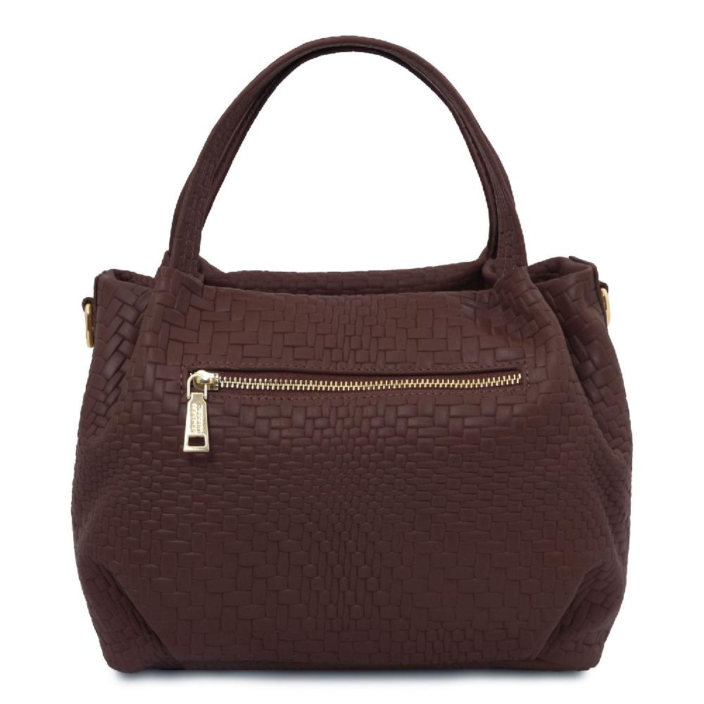 Tuscany Leather Borsa a Mano in Pelle Morbida Stampa Intrecciata Offerta Giorno del Papà