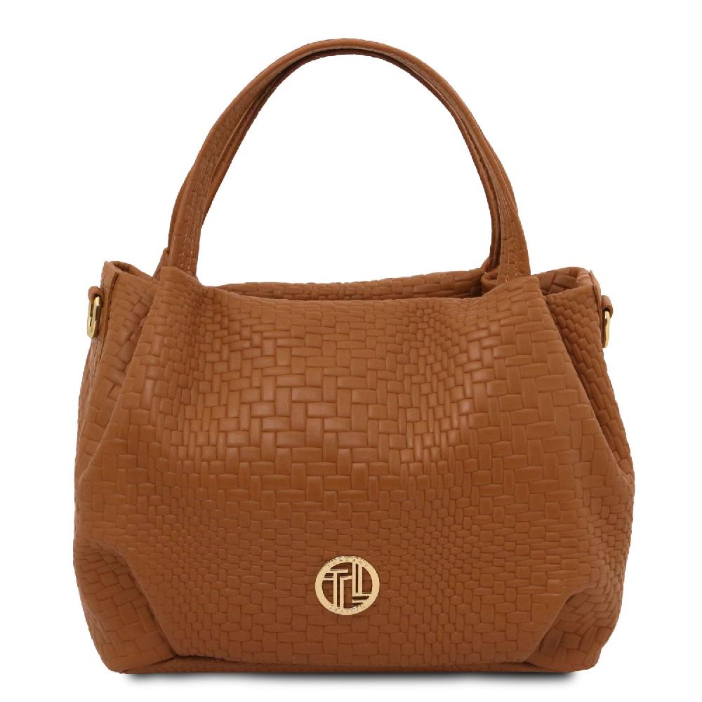 Tuscany Leather Borsa a Mano in Pelle Morbida Stampa Intrecciata Offerta San Valentino
