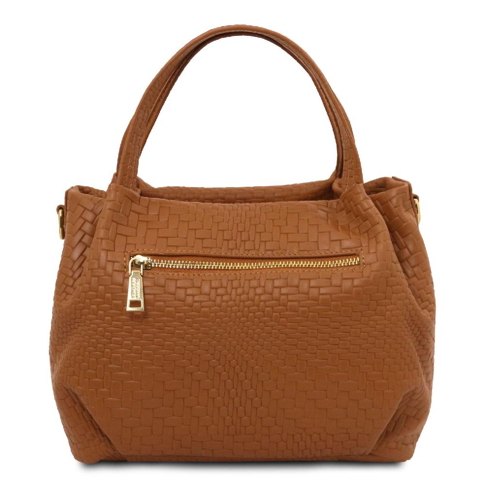 Tuscany Leather Borsa a Mano in Pelle Morbida Stampa Intrecciata Offerta San Valentino