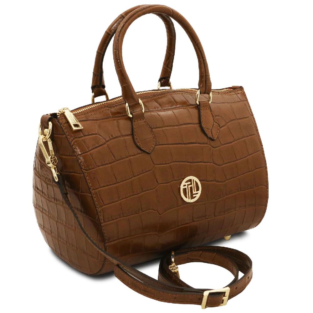 Tuscany Leather Bauletto in Pelle Stampa Cocco Smaltimento dello stoccaggio