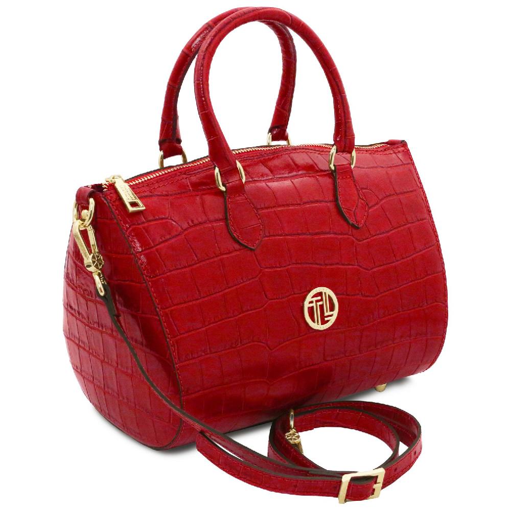 Tuscany Leather Bauletto in Pelle Stampa Cocco Vendita calda