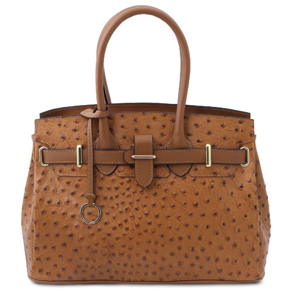 Tuscany Leather Borsa a Mano in Pelle Stampata Effetto Struzzo