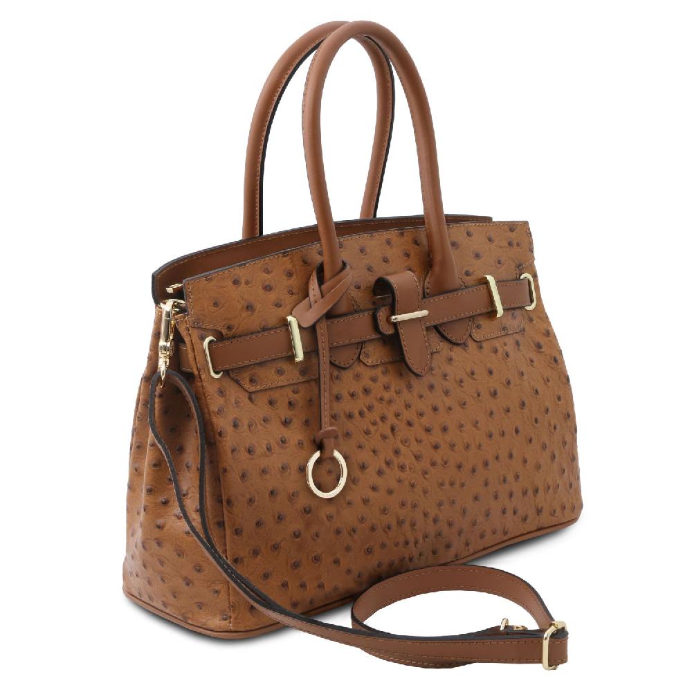 Tuscany Leather Borsa a Mano in Pelle Stampata Effetto Struzzo In Linea