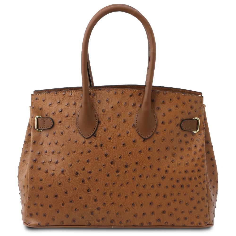 Tuscany Leather Borsa a Mano in Pelle Stampata Effetto Struzzo In Linea