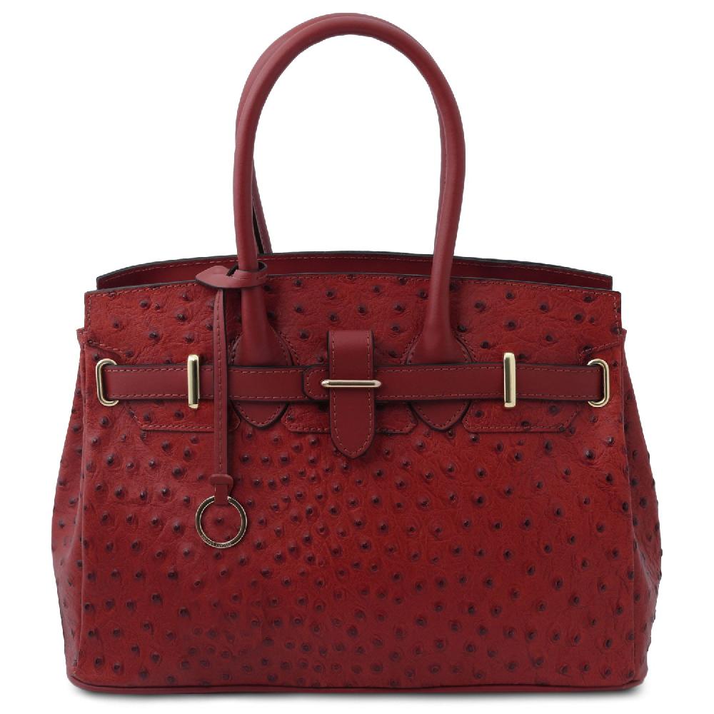 Tuscany Leather Borsa a Mano in Pelle Stampata Effetto Struzzo Nuovo