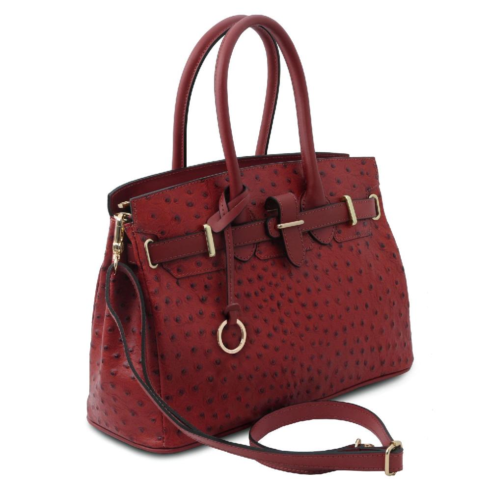 Tuscany Leather Borsa a Mano in Pelle Stampata Effetto Struzzo Nuovo
