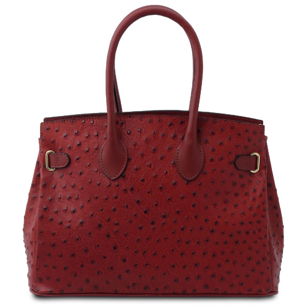Tuscany Leather Borsa a Mano in Pelle Stampata Effetto Struzzo Nuovo