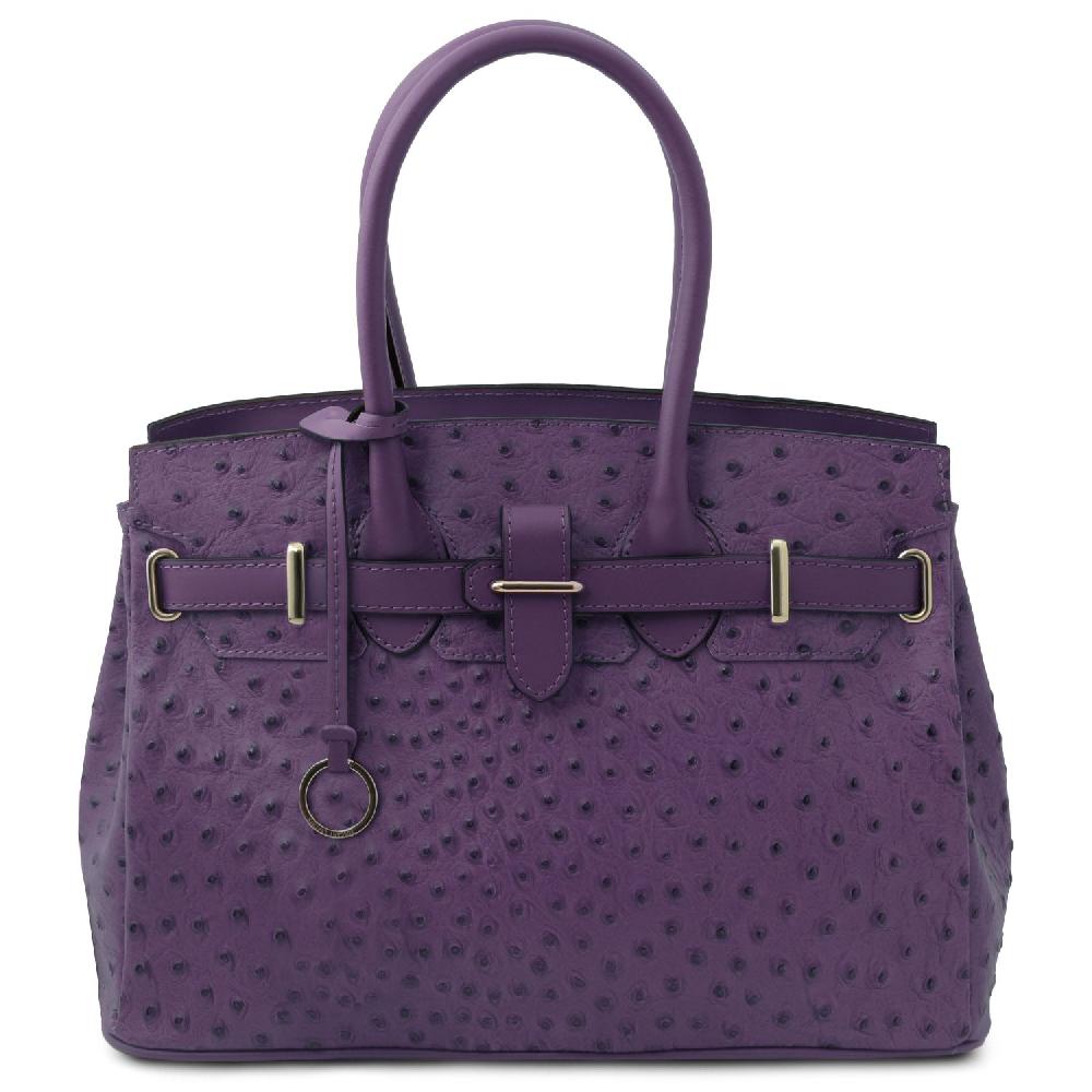Tuscany Leather Borsa a Mano in Pelle Stampata Effetto Struzzo Qualità