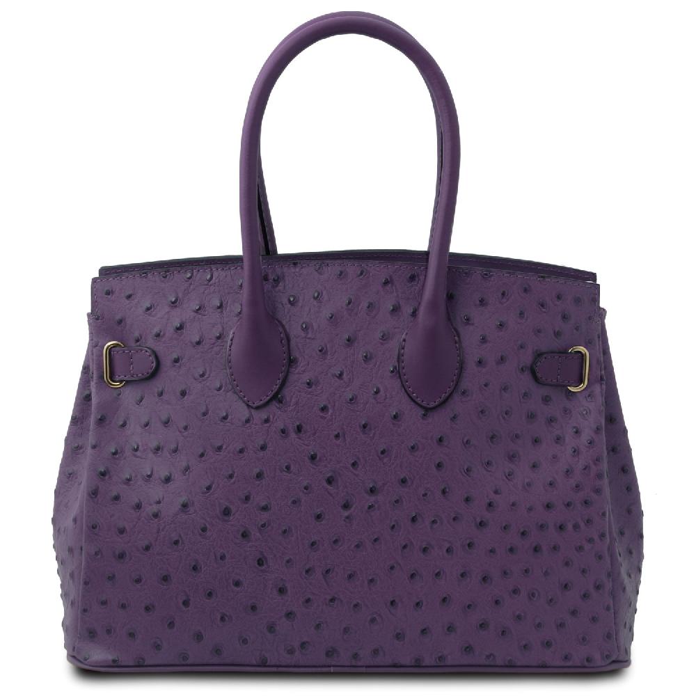 Tuscany Leather Borsa a Mano in Pelle Stampata Effetto Struzzo Qualità