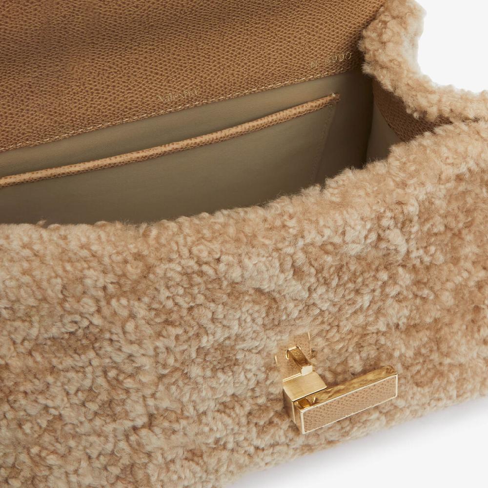 Valextra Borsa a mano da Donna di Lusso in Shearling Beige | Valextra Iside Nuovo