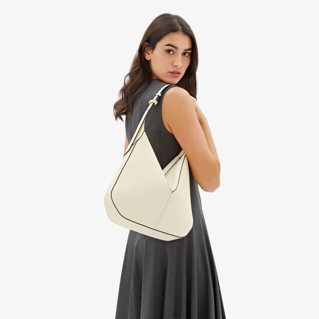 Valextra Borsa hobo da Donna di Lusso in pelle Bianca | Valextra Vivi Promozione Limitata