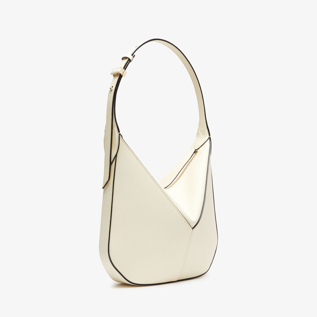 Valextra Borsa Hobo Vivi Mini | Pelle di vitello Millepunte Soft | Bianco Pergamena | Valextra Fino Al -60%