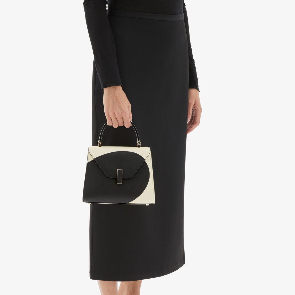 Valextra Borsa a mano da Donna Mini in Pelle Bianca e Nera | Valextra Iside Offerta