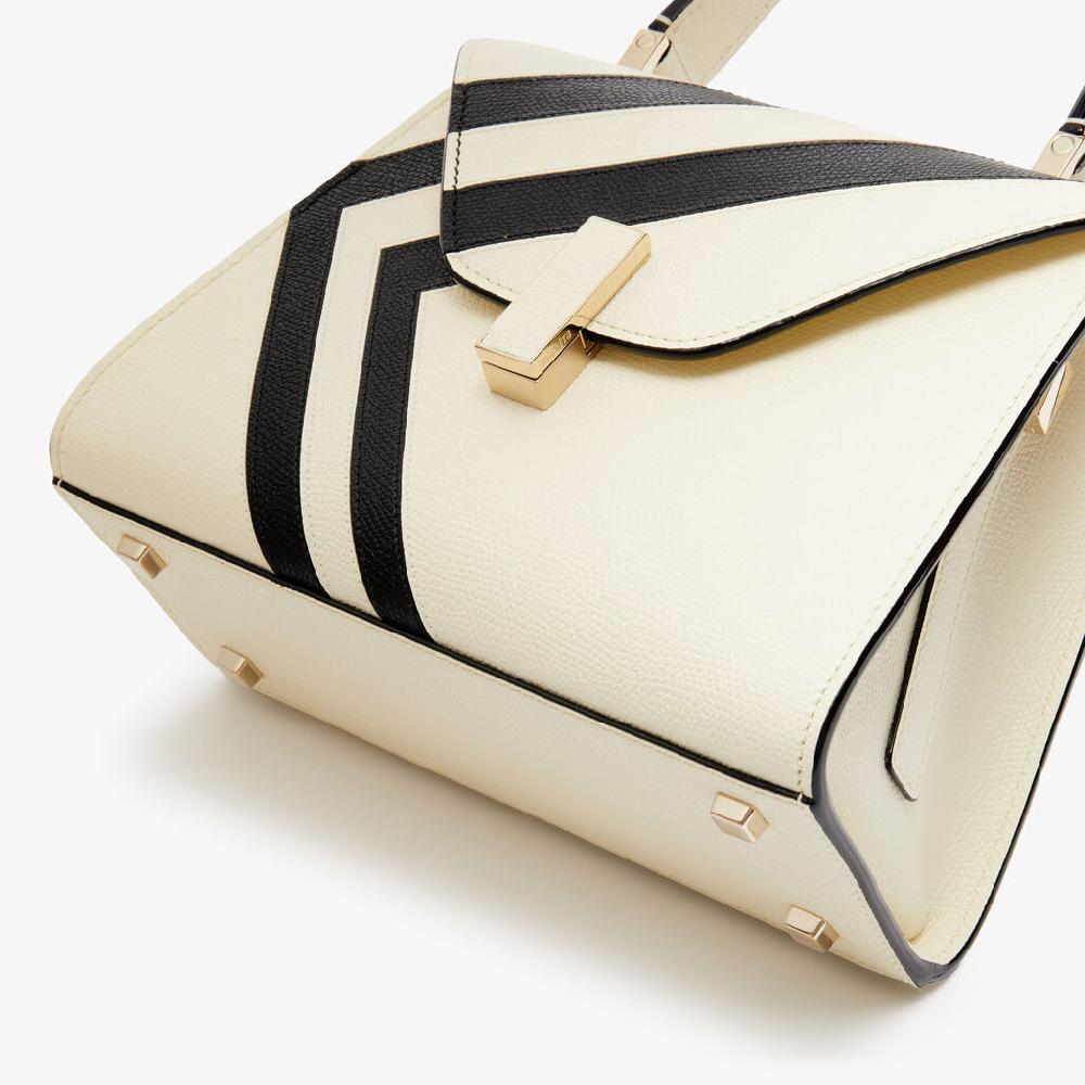 Valextra Borsa a mano Donna Pelle intarsia Bianca e Nera | Valextra Iside Economico