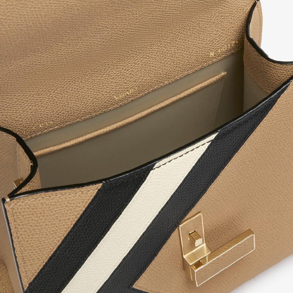 Valextra Borsa a mano da Donna Mini in Pelle Beige e Nera | Valextra Iside Online