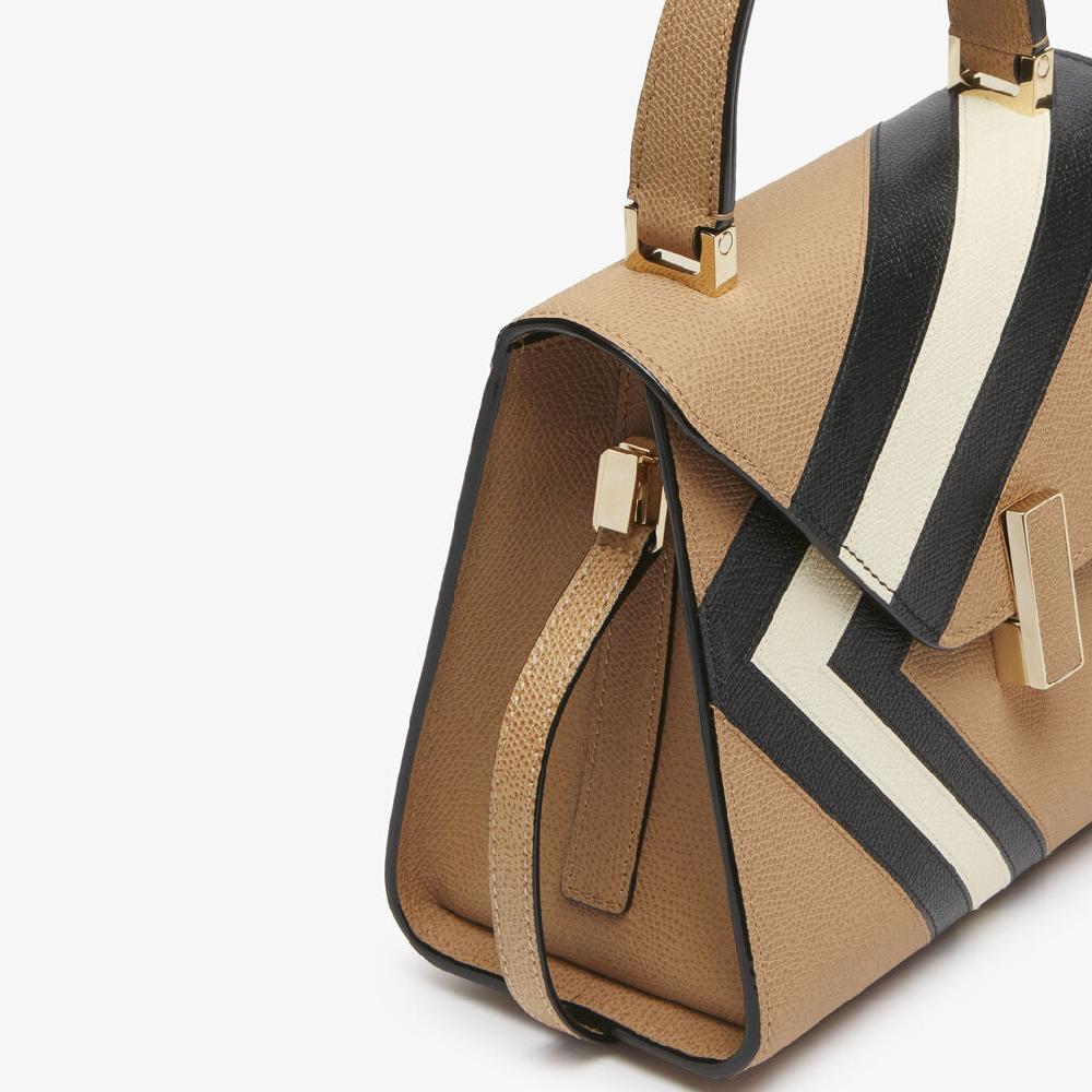 Valextra Borsa a mano da Donna Mini in Pelle Beige e Nera | Valextra Iside Online