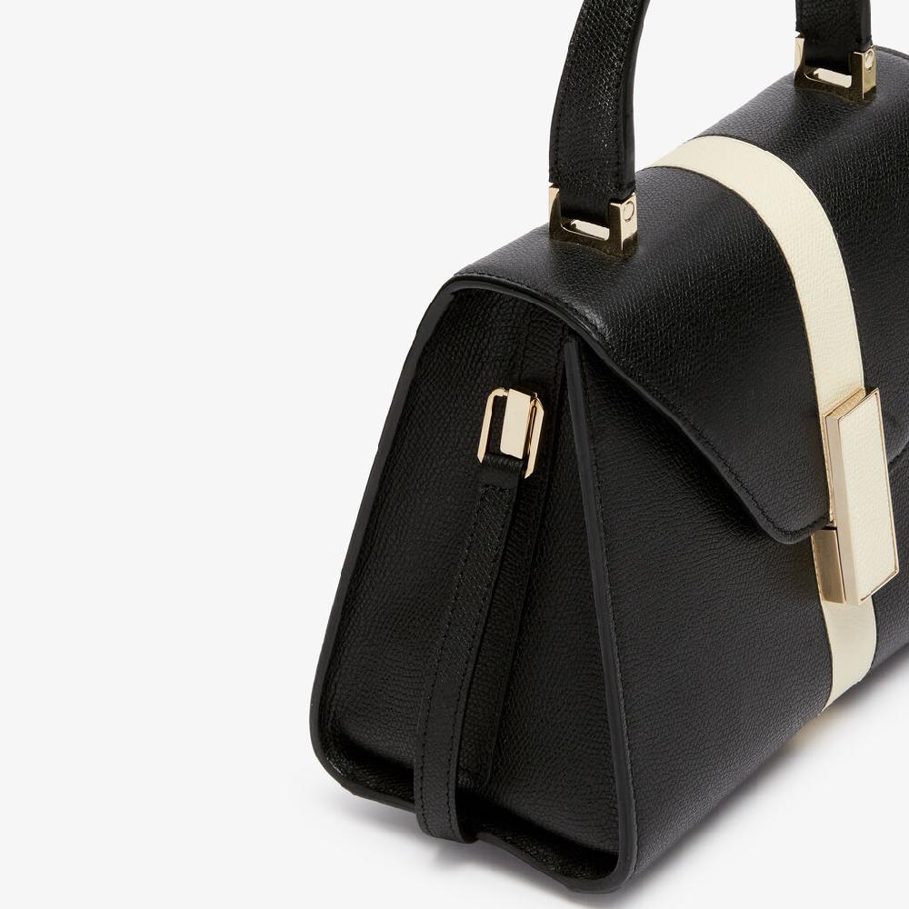 Valextra Borsetta a mano Donna Pelle intarsia Nera e Bianca | Valextra Iside Outlet