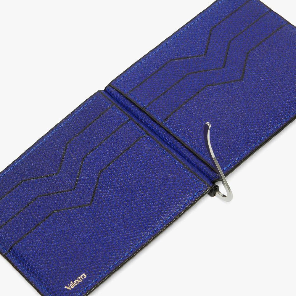 Valextra Portafoglio con fermasoldi in Pelle Blu | Valextra In Saldo