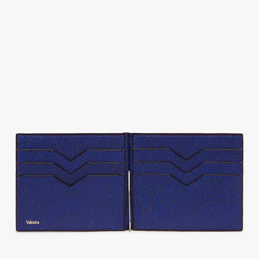 Valextra Portafoglio con fermasoldi in Pelle Blu | Valextra In Saldo